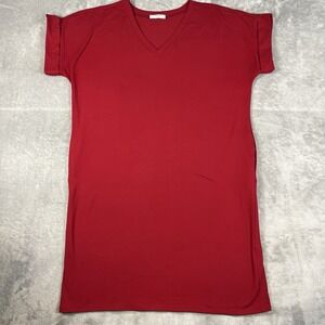 Zenana Red Shift T-Shirt Dress Size L Dolman Sleeves Pockets Casual Comfort Soft
